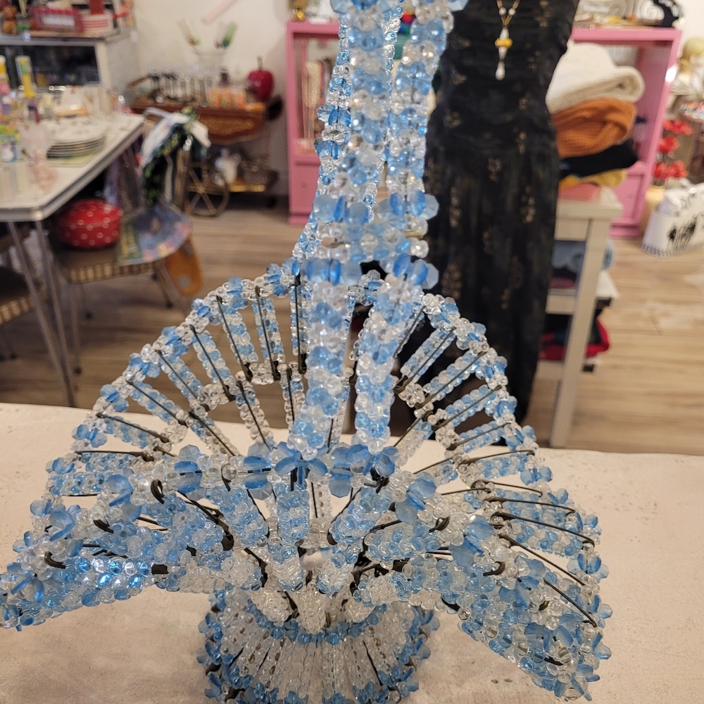 Large 13"H vintage 1960s Safety pin basket